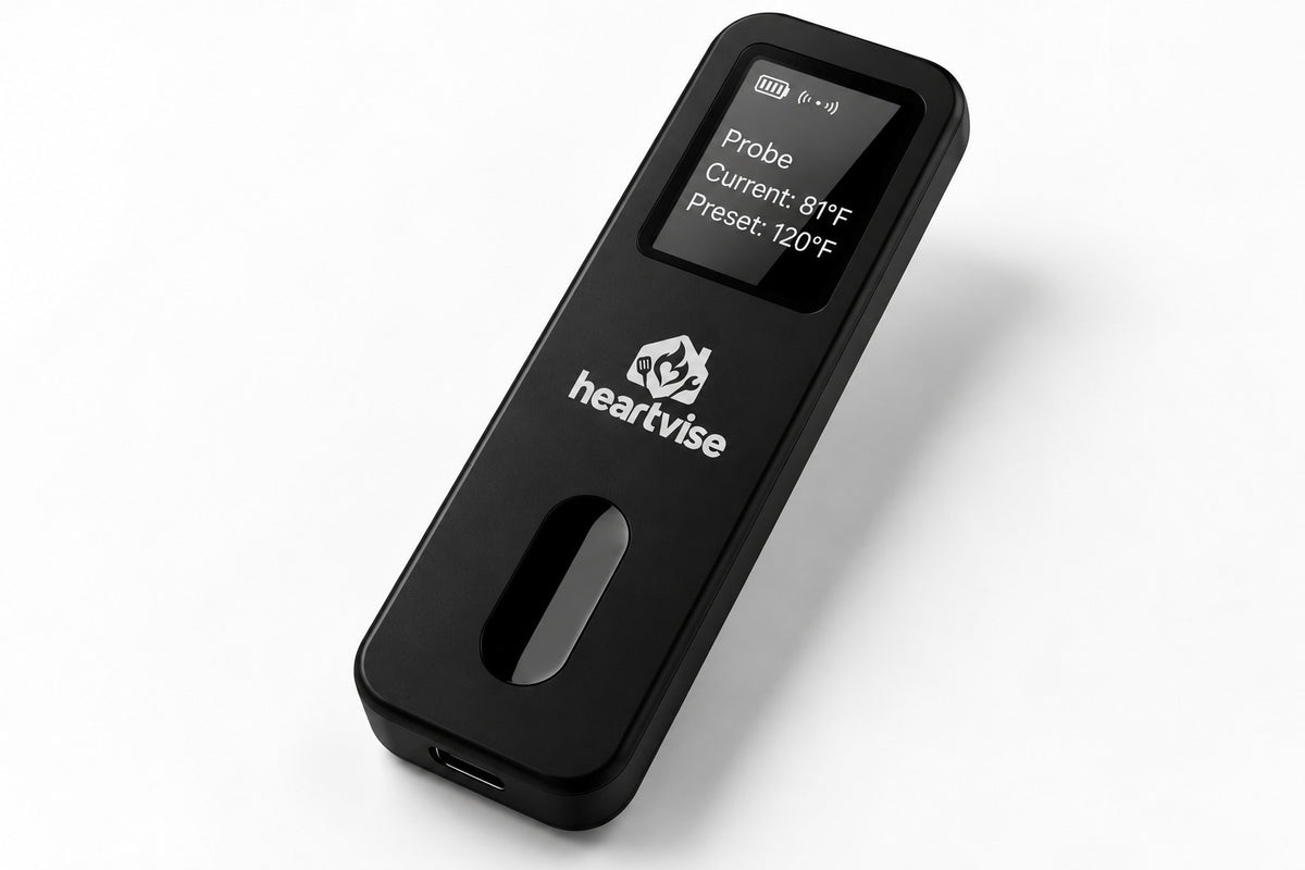 Heartvise Wireless Meat Thermometer, angled view